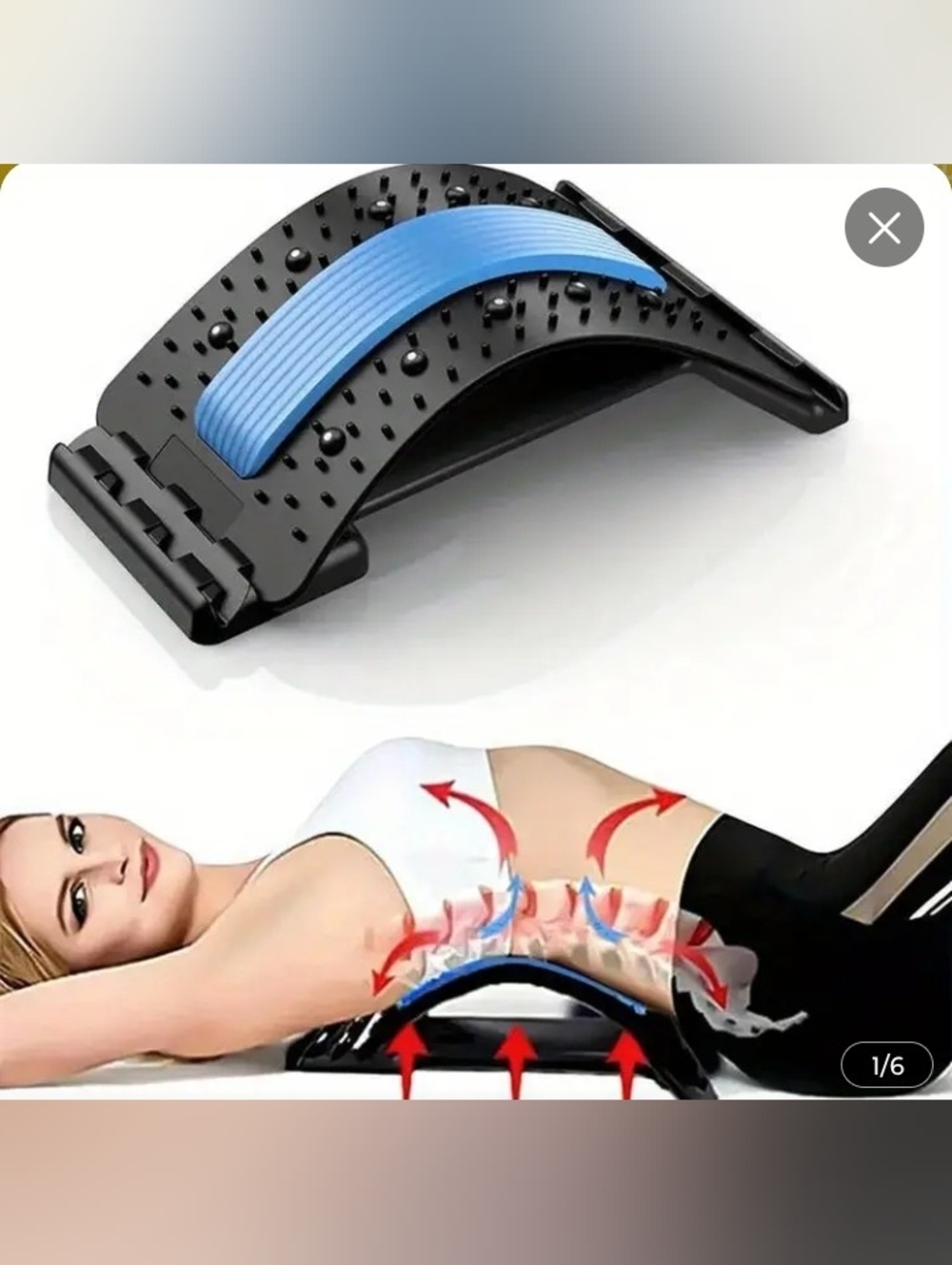 Adjustable Back Stretcher Lumbar Support with Blue Cushion(Already Built)